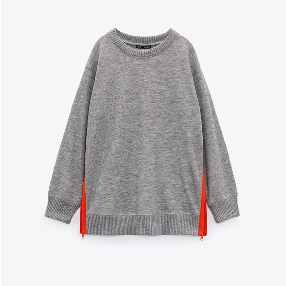 Zara Vented Soft Grey Sweatshirt Small - Picture 1 of 8